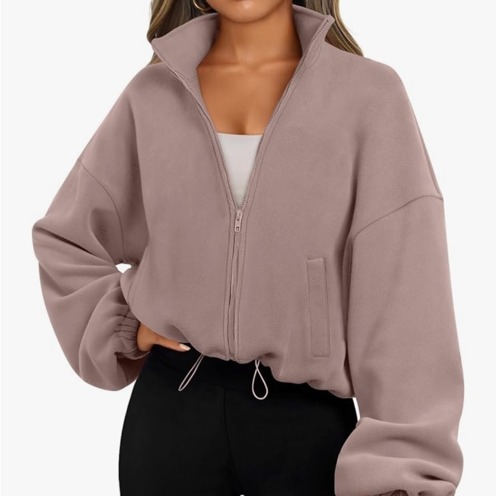 Stylish Oversized Mauve Zip-Up Jacket